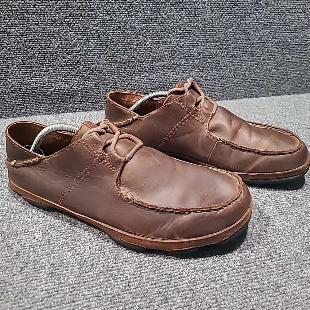 Olukai Men's Ohana Brown Leather Lace Up Convertible‎ Loafers Size US 11 - Picture 4 of 14